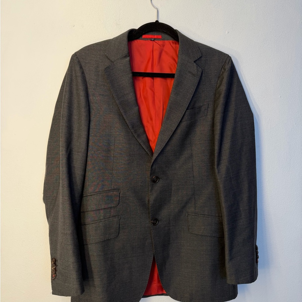 Suitsupply Charcoal Blazer with Vibrant Red Lining